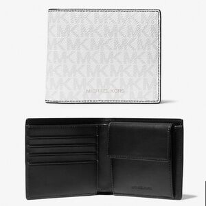 NWT Michael Kors | White Cooper Logo Billfold Wallet With Coin Pouch $158